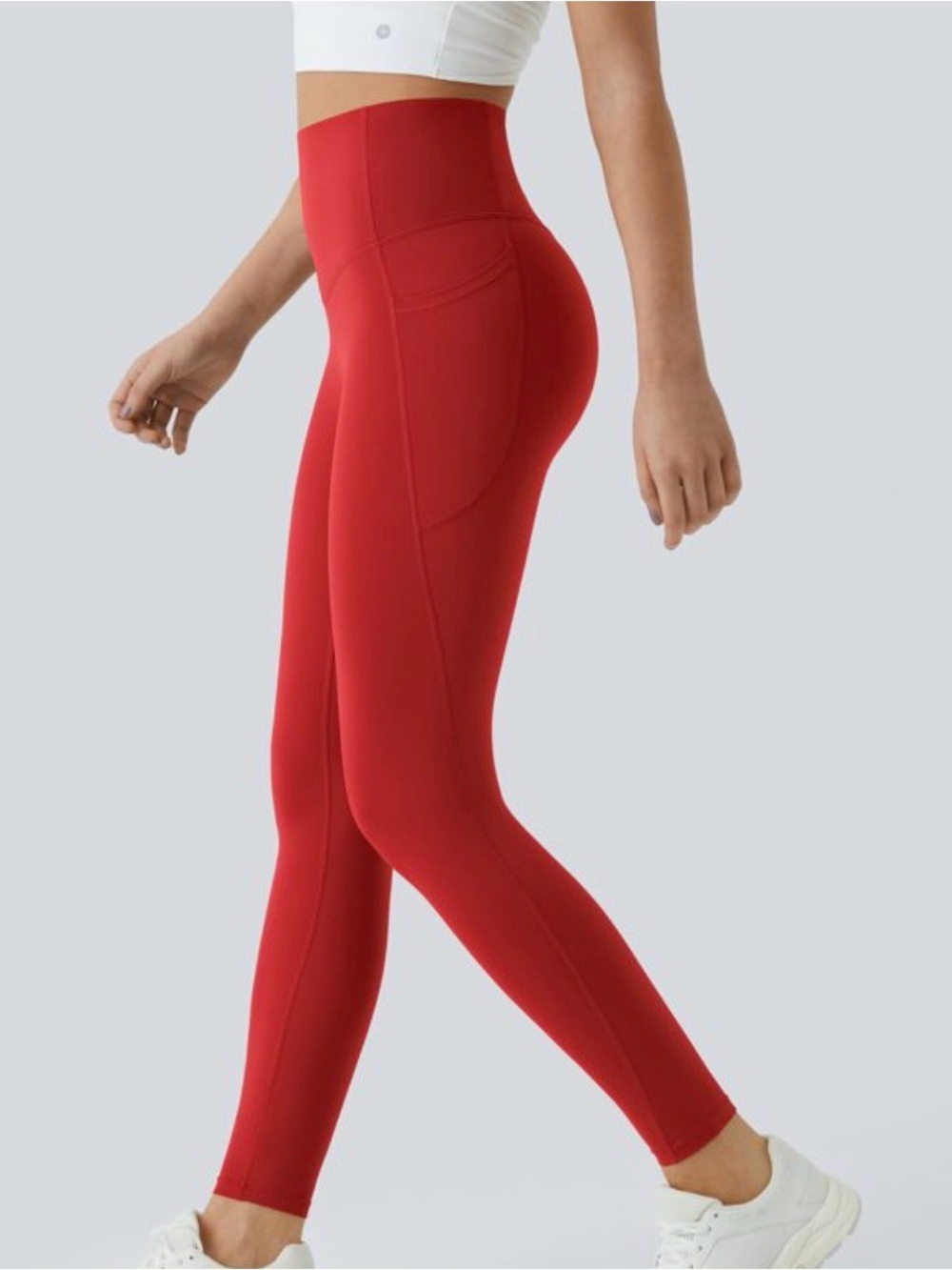 HALARA Red Crossover Pocket High-Waist V-Seam NWT Leggings Scrunch Butt